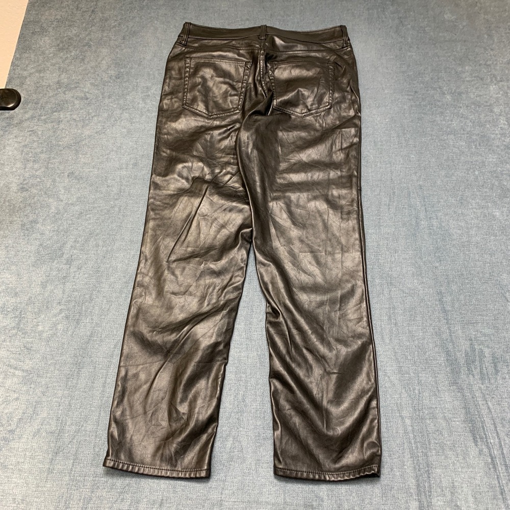 GAP Leather Biker Pants Womens 30/10R Cheeky Straight Leg High Rise 5 Pockets